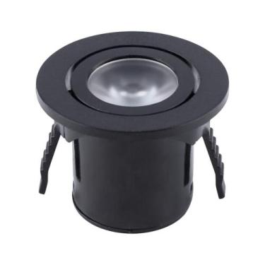 Imagem de Mini Spot Embutir Para Movéis Redondo Preto 3,5cm Led 1W 3000K Bivolt 