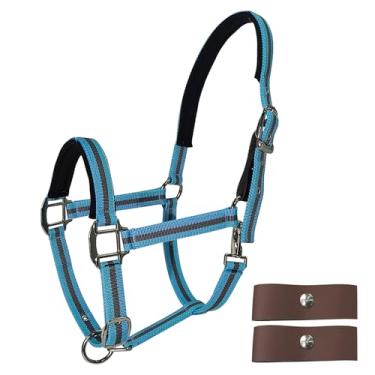 Imagem de Hilltown Cabideiras separáveis para cavalos - Design seguro, cabresto ajustável com fusível de couro premium, acolchoamento de borracha macia e tecido de polipropileno impermeável para equitação