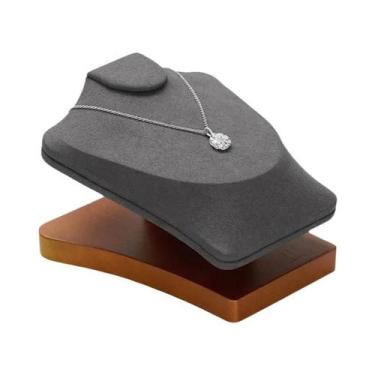 Imagem de Organizador De Joias De Madeira Cinza Para Anéis, Brincos, Pingentes, 