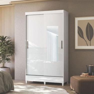 Imagem de Guarda-roupa Solteiro 2 Portas 2 Gavetas Com Espelho Branco