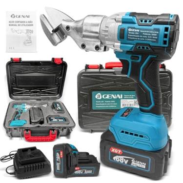 Imagem de Tesoura de Corte Elétrico para Metal, 550W 20V com 2 Baterias de Lítio 68V, Corta Chapas de Ferro e Alumínio de 0.8-1.6mm, Inclui Estojo e LED para Trabalho Profissional