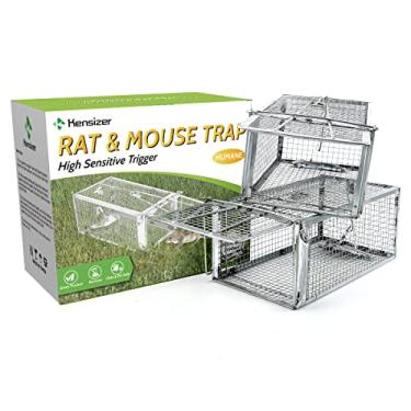Imagem de Kensizer Pacote com 2 armadilhas humanizadas para ratos, armadilhas para roedores e esquilos que funcionam para animais pequenos em ambientes internos e externos - ratazanas, hamsters, gaiola viva