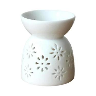 Imagem de Queimador De Aroma De Cerâmica Artesanal Com Padrão Floral, Lâmpada De