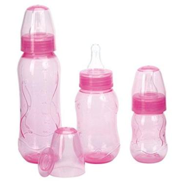 Imagem de Kit com 3 Mamadeira Kuka Bico Redondo Aquarela Rosa Lisa