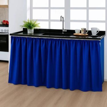Imagem de Cortina de pia cozinha 1.40 x 0.80 lisa - KAISA CONFECÇÕES, Azul
