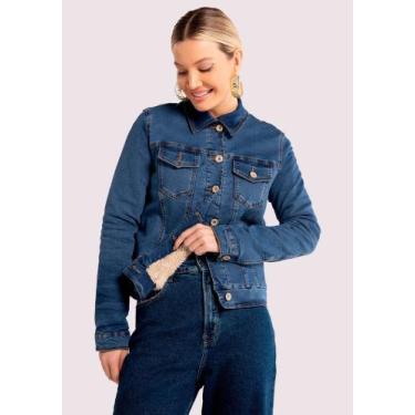 Imagem de Jaqueta jeans com pelo carneirinho lunender 20860 - Crispidu Modas, Je