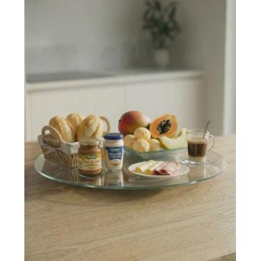 Imagem de Prato Giratório de Mesa Vidro Temperado 60cm Centro de Mesa Jantar - O