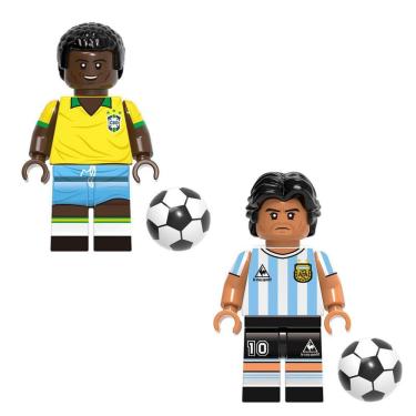 Imagem de Kit Boneco Jogador De Futebol Pelé E Maradona Seleçao Copa Do Mundo Fifa