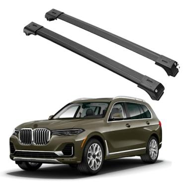 Imagem de ERKUL Barras transversais de teto para BMW X7 G07 2019-2023 | Barras transversais de alumínio com trava antirroubo para telhado, transportador de carga, bagagem, caiaque, canoa, bicicleta | Preto