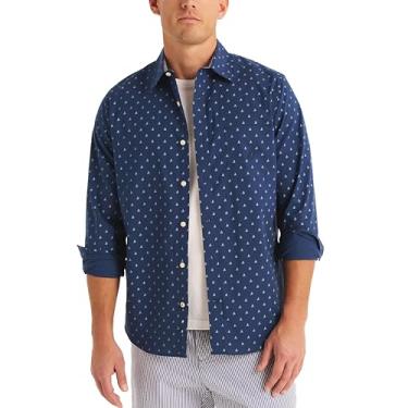 Imagem de Nautica Camisa masculina estampada sustentável, Estate Blue, XXG