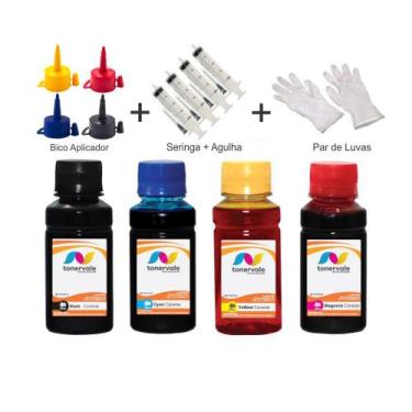Imagem de Kit 4 Tinta Para HP Smart Tank 515 GT51 GT52 e GT53 100ml Linha Platin