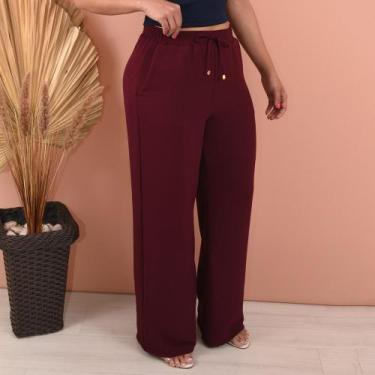 Imagem de Calça Feminina Alfaiataria Estilo Pantalona Básica Com Bolso - Lori Mo