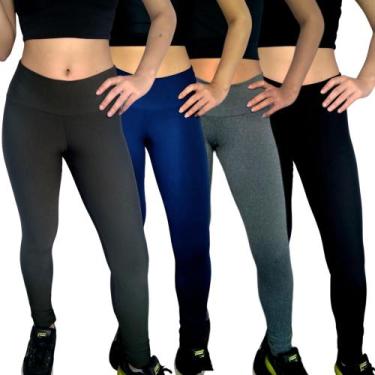 Imagem de Kit 4 Calças Femininas Legging Cós Lisas Cores Sortidas Suplex Pp ao P