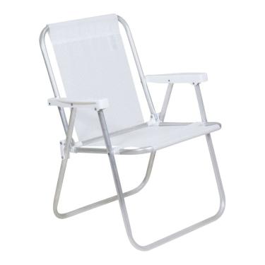 Imagem de Cadeira de Praia Alta Alumínio Lazy Sannet Branca - 23501 Belfix