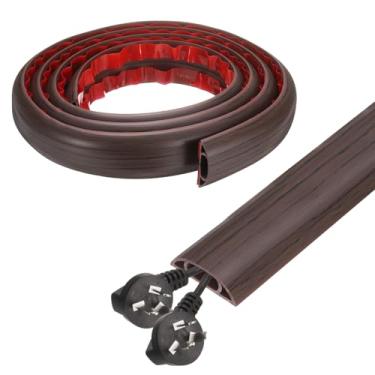 Imagem de HARFINGTON Capa de cabo de 1,8 m L 1,6 x A 0,33 Canal interno PVC esconde extensão, protetor de fios para evitar desvios de cabos, gerenciamento de cabos, madeira preta