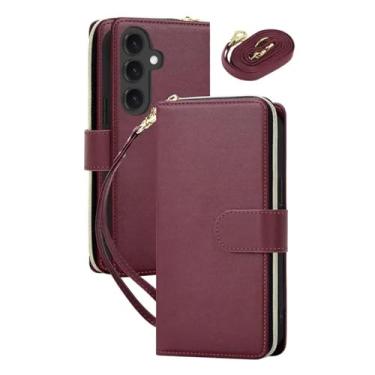 Imagem de HJZSZX Para Samsung A23 (4G 5G) Capa de couro com zíper e carteira para celular, tiracolo, capa flip (para Samsung A23 (4G 5G)/vermelho)