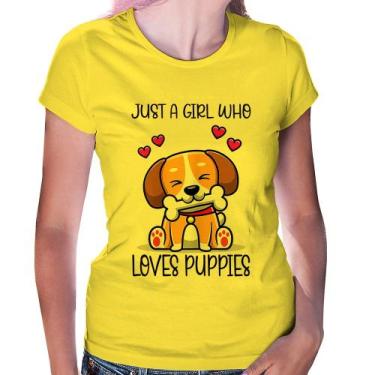 Imagem de Baby Look Just A Girl Who Loves Puppies - Foca na Moda, Amarelo, G