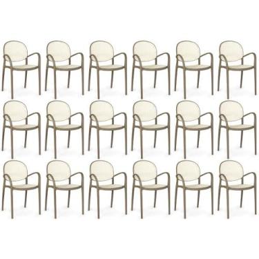 Imagem de Kit 18 Cadeiras de Jantar Roma Com Braço para Sala e Cozinha - Branco/