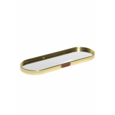 Imagem de Kit 2 Bandeja Alumínio com Espelho Decorativa Dourado Oval - FWB