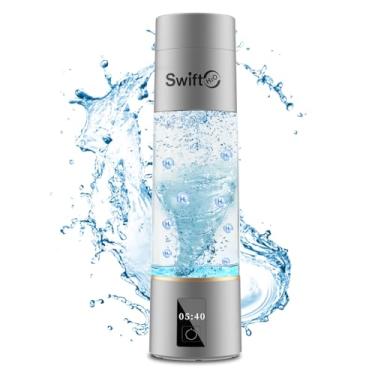 Imagem de SwiftH2O Garrafa de água de hidrogênio 2024 com tecnologia PEM SPE, gerador de hidrogênio de eletrólise PEM, tela LED 4000+ PPB, máquina ionizadora de água de hidrogênio para viagens de escritório em