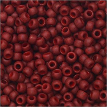 Imagem de Toho Contas de sementes, redondas 8/0 semividradas, tubo de 8 gramas, vermelho escuro