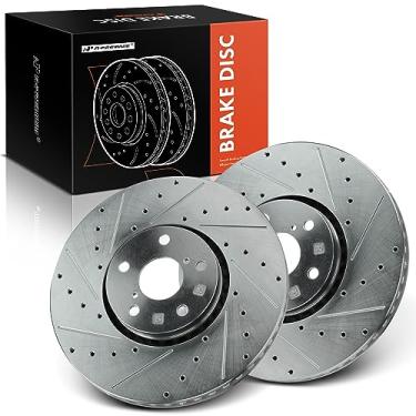 Imagem de A-Premium Rotores de freio a disco dianteiro perfurado e ranhurado de 11,80 polegadas (299,6 mm) compatíveis com modelos selecionados Dodge & Mercedes-Benz e Freightliner - Sprinter 2500/Sprinter