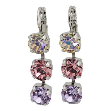 Imagem de Mariana Brincos de cristal pendentes triplos Pina Colada banhados a ródio, luminescente pastel multicolorido 1440/1 1063ro, Cristal, Sem pedra preciosa