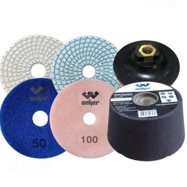 Imagem de Kit Acabamento Porcelanato 45 Graus 2 Lixas 1 Rebolo Suporte - Anker d