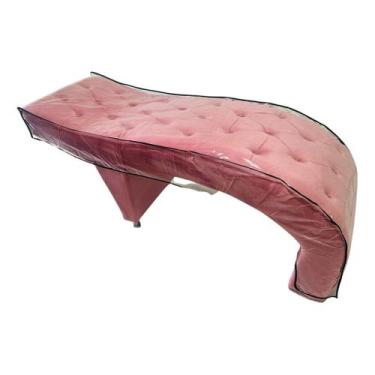 Imagem de Maca para Estética Luxo Veludo Rosa com Capitone e Capa de Proteção Es