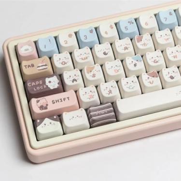 Imagem de ILYCHEEGAMI PBT Conjunto de teclas redondas PBT com desenhos animados MOA XDA para meninas e crianças teclas personalizadas para Gateron Kailh Cherry Mx Switches Teclado mecânico layout ANSI (tecla