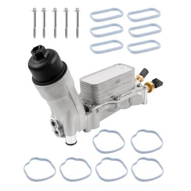 Imagem de Resfriador de óleo de motor de alumínio 926-876 com adaptador de carcaça de filtro compatível com Chrysler 200/300 2011-2016, Dodge Charger/Challenger/Journey, Jeep Wrangler/Grand Cherokee, Ram