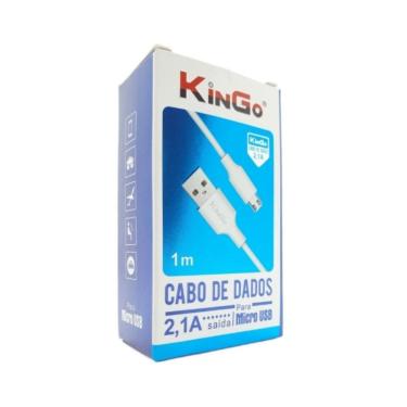 Imagem de Cabo De Dados Micro-Usb V8 Branco Kingo 1M 2.1A P/ Galaxy J6