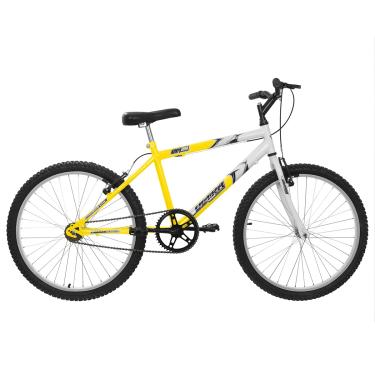 Imagem de Bicicleta de Passeio Ultra Bikes Esporte Bicolor Aro 24 Reforçada Freio V-Brake Sem Marcha Amarelo/Branco
