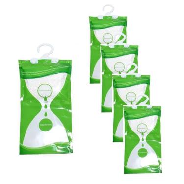 Imagem de AMZDIAI Absorvedor de umidade para pendurar, sacos de desumidificador para armário, quarto e cozinha, sem fragrância - 5 pacotes, absorção de umidade (verde)