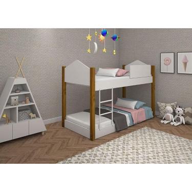 Imagem de  Beliche Infantil/Juvenil Luiza Branco com Pés de Madeira