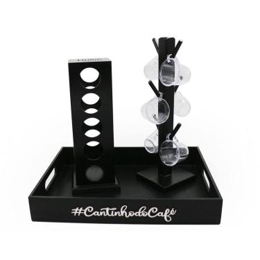 Imagem de Kit 6 Xicaras Acrílico Porta Capsulas Dolce Gusto Bandeja