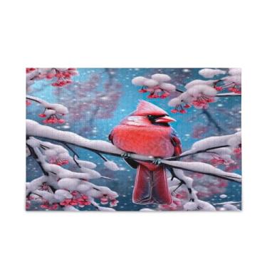 Imagem de WELLDAY Quebra-cabeça inverno pássaro 1000 peças grande arte de jogo de quebra-cabeça para adultos adolescentes