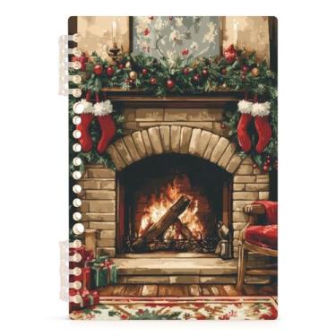 Imagem de Burbuja Caderno de Natal para lareira, papel pautado universitário A5 com 60 folhas, fichário para escritório, 1 pacote