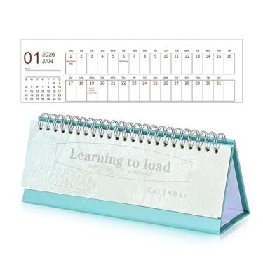 Imagem de Mini calendário inglês 2026, agenda de mesa com encadernação em espiral com espaço de gravação diário (verde)