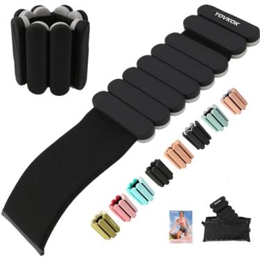 Imagem de Conjunto de 2 pesos de pulso de silicone para mulheres e homens, pesos para pernas/braços, ideais para treino de academia em casa, corrida, ioga, pilates, barra, exercício, treinamento de força (preto