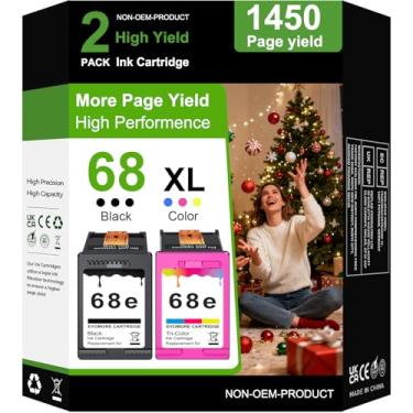 Imagem de YUECOLOUR Cartuchos de tinta de substituição 68e para HP 68XL cartuchos de tinta compatíveis com impressora Envy 6552e, 6555e, 6558e (multicolorido/preto)