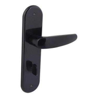 Imagem de Fechadura Arouca Banheiro Polo 40mm Espelho Em Nylon Preto, Preto