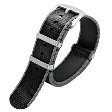 Imagem de TPUOTI Pulseira de relógio de cinto de segurança de qualidade premium de 20 mm e 22 mm, pulseira de nylon para relógio masculino Seiko Mido 007 James Bond listrado militar (cor: fecho prateado A21,
