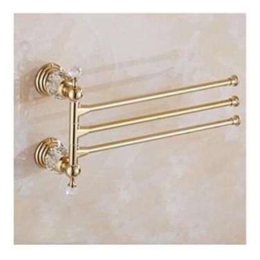 Imagem de Toalheiro de toalheiro de banheiro, material de latão giratório para toalhas de hotel, toalha móvel, suporte de toalha giratório montado na parede para banheiro e cozinha