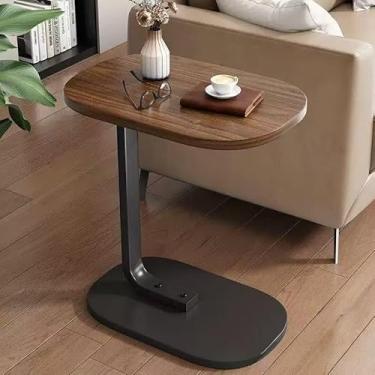 Imagem de Mesa De Apoio Lateral Para Sofá Cama Notebook Portatil - Base de Ferro e MDF(marrom/preta)