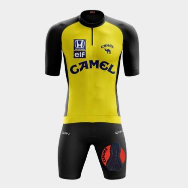 Imagem de Conjunto de Ciclismo Masculino Camisa e Bermuda Forro Espuma Masculina