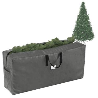 Imagem de Bolsa de armazenamento de árvore de Natal – Sacos de armazenamento para árvores artificiais desmontadas de 2,5 m, decoração sazonal, embalagem, mudança e organizador de casa da Elf Stor (cinza)