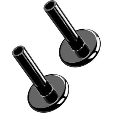 Imagem de G23 Brincos de titânio sem rosca e rosca interna – 20G 18G 16G prata ouro labret pino em 5 mm – 12 mm para nariz hélice tragus cartilagem concha lóbulo medusa joia piercing, 2pcs, 16g 7mm, 2mm cz