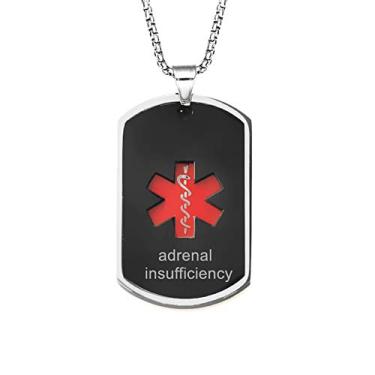 Imagem de LiFashion LF Colar masculino de aço inoxidável com nome personalizado ICE alerta médico preto emergência médica identificação de cachorro pingente de alerta de coração joias sistemas de monitoramento, gravação gratuita personalizada