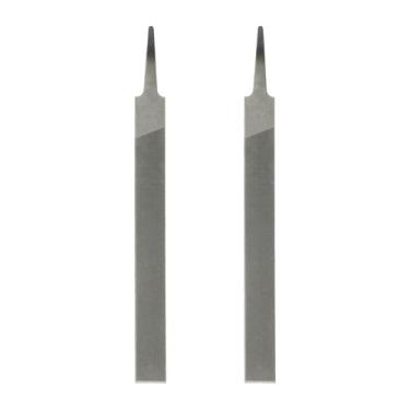 Imagem de HARFINGTON 2 limas planas de corte fino de 15 cm com dentes de corte duplo de aço de alto carbono sem alça para remoção de rebarbação de madeira de metal